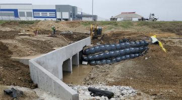 Large drainage field and passover bridge created
